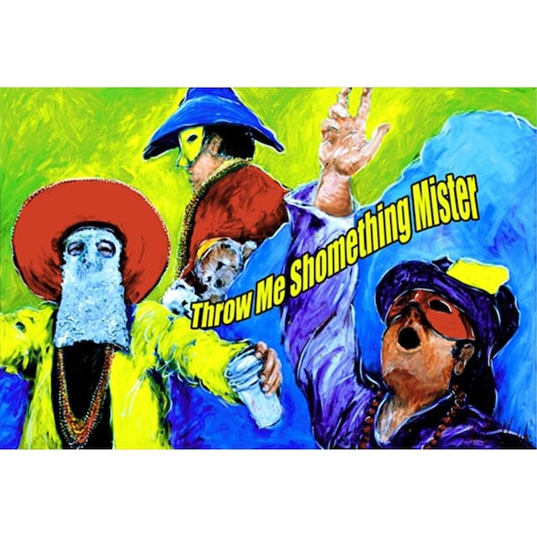 Carolines Treasures Mardi Gras Throw Me Something Mister Fabric Placemat - MW1108PLMT