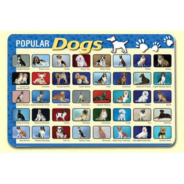 Painless Learning Painless Learning DOG-1 Popular Dogs Placemat - Pack of 4 - DOG-1