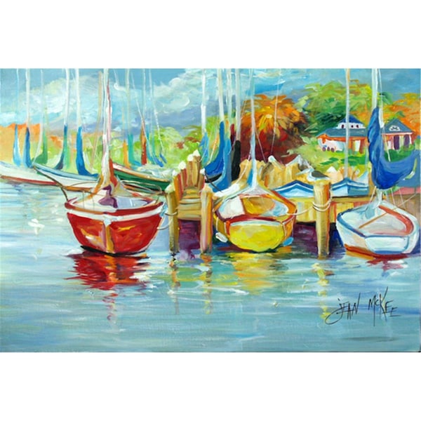 Carolines Treasures On The Dock Sailboats Fabric Placemat - JMK1070PLMT