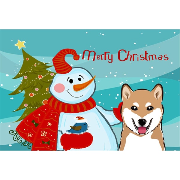 Carolines Treasures Snowman With Shiba Inu Fabric Placemat - BB1845PLMT