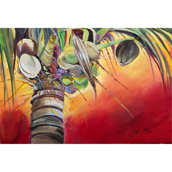 Carolines Treasures Sunset On The Coconut Tree Fabric Placemat - JMK1133PLMT