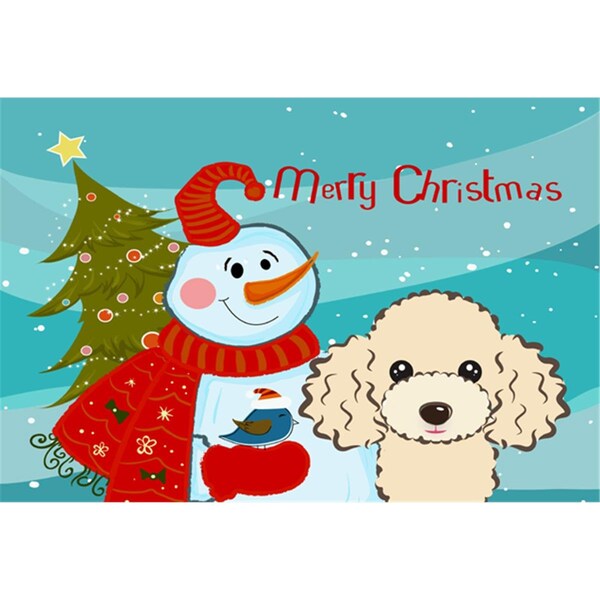 Carolines Treasures Snowman With Buff Poodle Fabric Placemat - BB1878PLMT