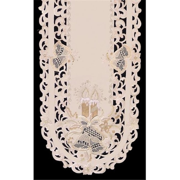Sinobrite Sinobrite H8675-E Candles & Bells Cream Oval Placemat; 12 x 18 in. - H8675/E(12X18)