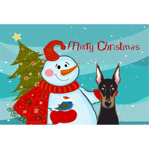 Carolines Treasures Snowman With Doberman Fabric Placemat - BB1865PLMT