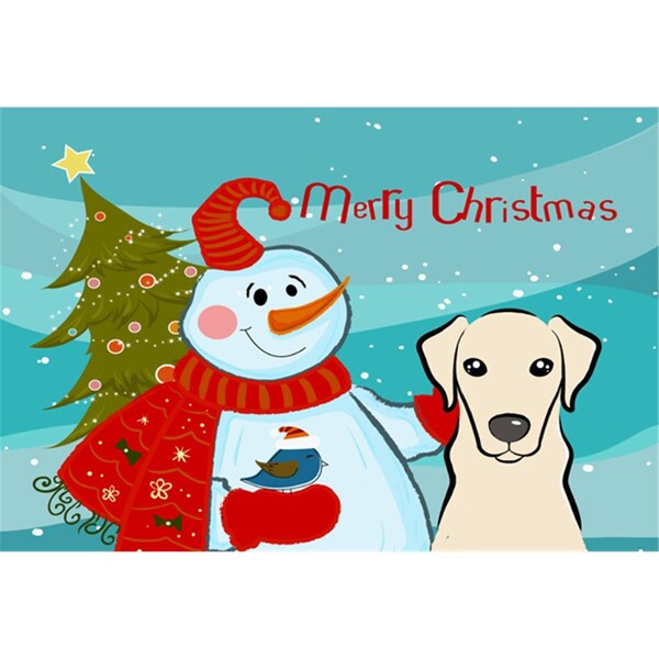Carolines Treasures Snowman With Yellow Labrador Fabric Placemat - BB1842PLMT