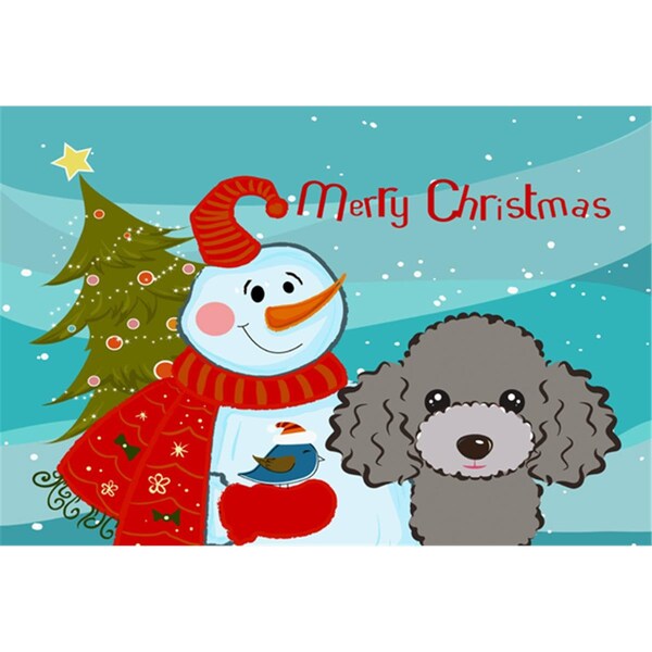 Carolines Treasures Snowman With Silver Gray Poodle Fabric Placemat - BB1879PLMT