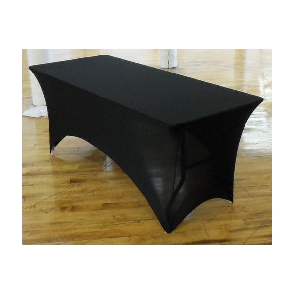 Atlas Commercial Products Spandex Fitted Stretch Table Cover for 6 Ft. x 30" Banquet, Black - SP-6X30-03
