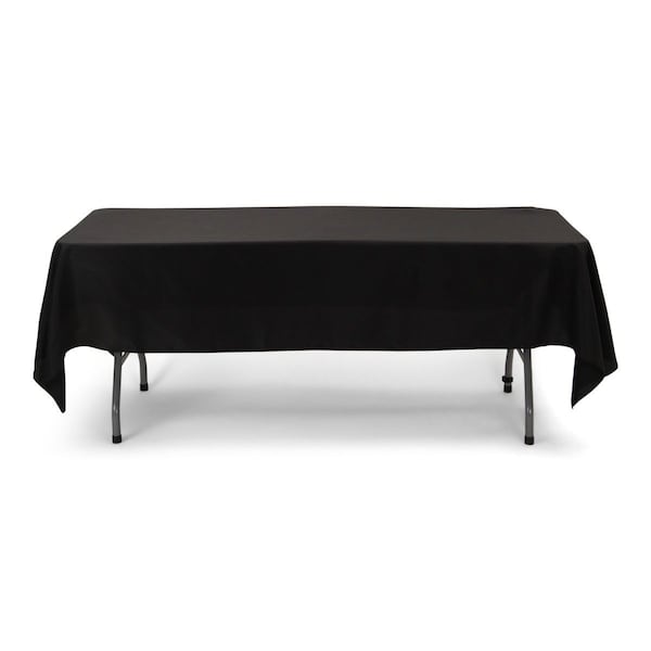 Atlas Commercial Products 60" x 102" Polyester Tablecloth, Black - PY-60X102-03