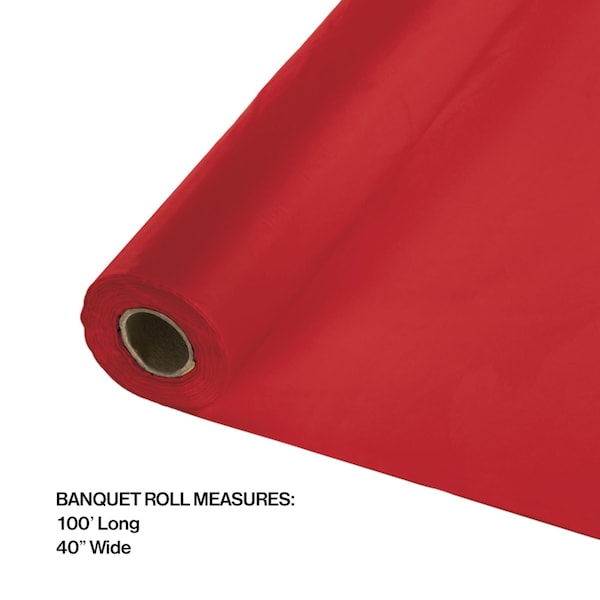Touch Of Color 100' x 40" Classic Red Plastic Banquet Roll - 011131