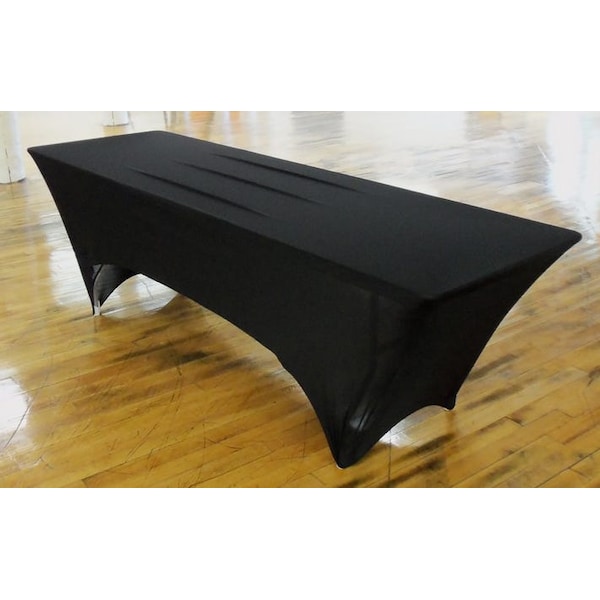 Atlas Commercial Products Spandex Fitted Stretch Table Cover for 8 Ft. x 30" Banquet, Black - SP-8X30-03