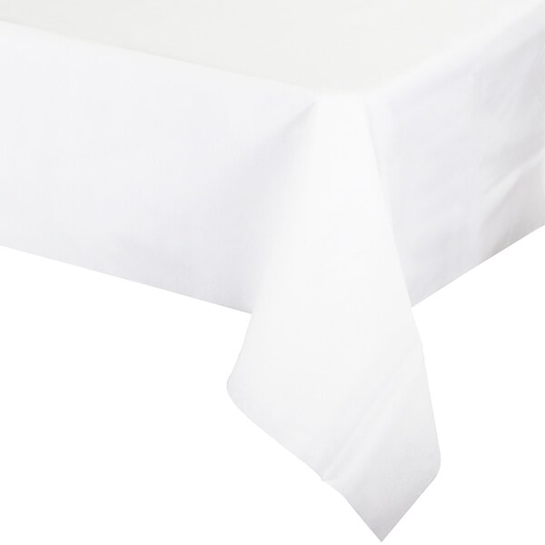 Smarty Had A Party 54 x 108 White Rectangular Disposable Plastic Tablecloths 96 Tablecloths, 96PK - 813270-WH-CASE