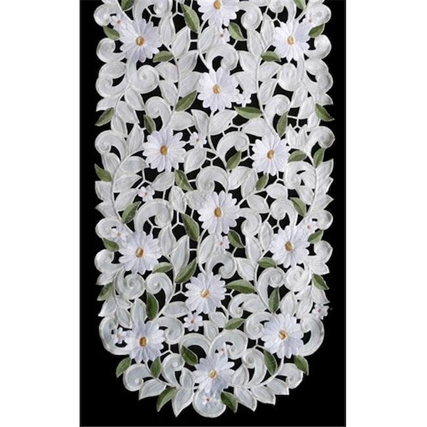 Sinobrite Sinobrite H7667-EG White Daisy Square Table-Topper; 36 x 36 in. - H7667/EG(36X36)
