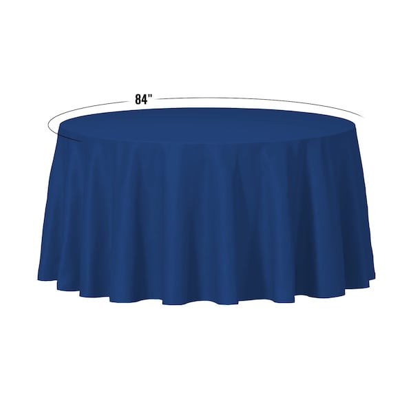 Smarty Had A Party 84 Navy Round Disposable Plastic Tablecloths 96 Tablecloths, 96PK - 823270-NV-CASE