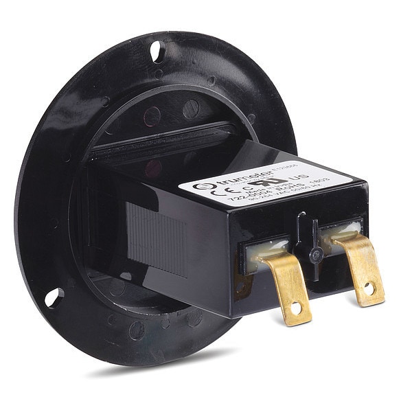 Contador de horas Trumeter, redondo, electromecánico, no reseteable, horas/décimas, 120 a 240V CA, 6 dígitos, negro - 722-0004.
