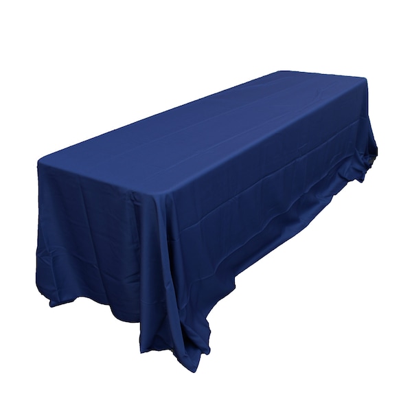 Atlas Commercial Products 90" x 156" Polyester Tablecloth, Navy Blue - PY-90X156-21