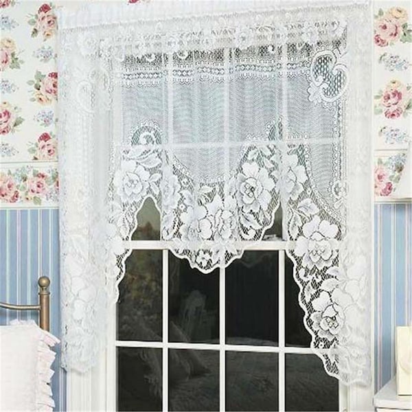 Heritage Lace Victorian Rose Swag - White - 2860W-S