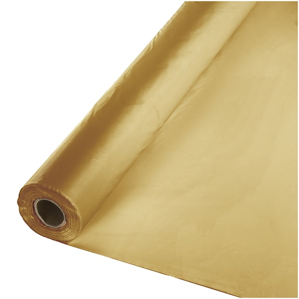 Touch Of Color 100' x 40" Glittering Gold Plastic Banquet Roll - 011030