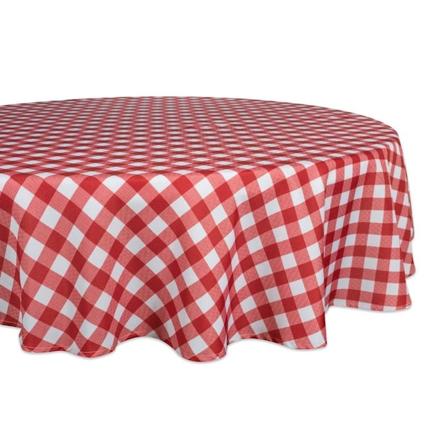 Fastfood 60 in. Red Check Outdoor Round Tablecloth - FA1535532