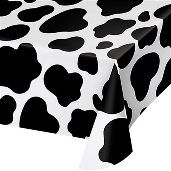 Omg 54 x 108 in. Cow Print Plastic Tablecover, All Over Print - OM1568018