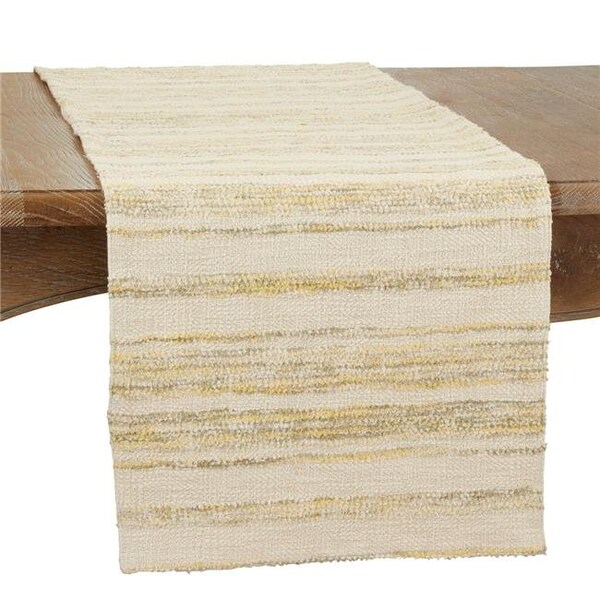 Saro Saro 856.Y1672B 16 x 72 in. Striped Woven Oblong Table Runner; Yellow - 856.Y1672B