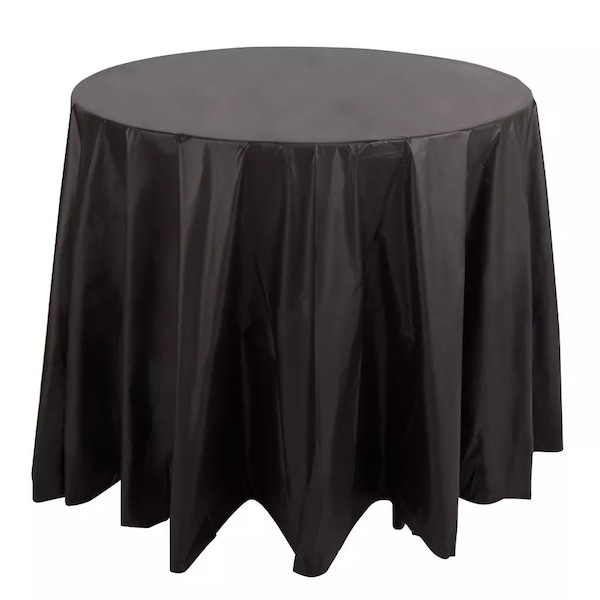 Monarch Brands 132in Black Tablecloths - Round, 12PK - TL-132-BLK-CS