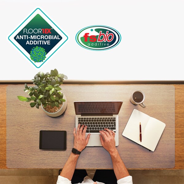 Floortex Desktex Anti-Microbial Pack of 2 Vinyl Rectangular Desk Mats - 19" x 24" - FPHMTM4861EV2