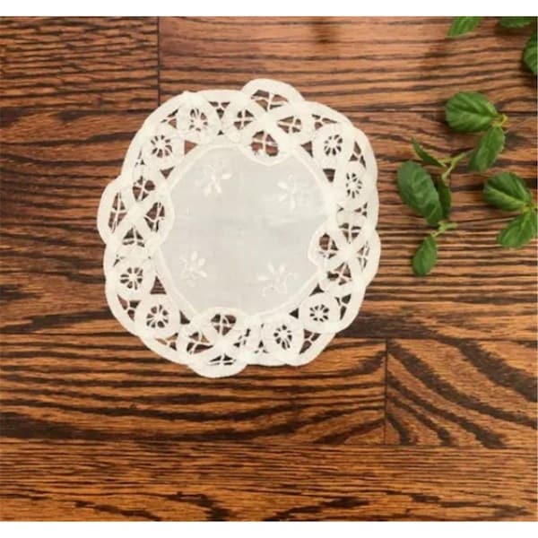 Peking Handicraft 6 in. Remembrance Embroidered Battenburg Round Crochet Doily - 0620278W06