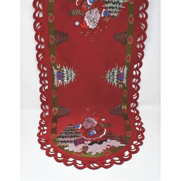 Sinobrite 14 x 28 in. Santa Claus with Gift Box Table Runner - H8680-14X28