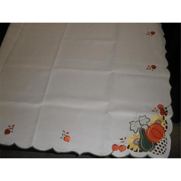 Fastfood LY0041-60120 60 x 120 in. Embroidered Pumpkin Gourd Cutwork Table Cloth, Ivory - FA2570249