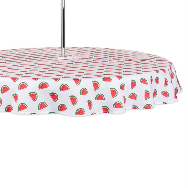 Fastfood 60 in. Round Watermelon Print Outdoor Tablecloth with Zipper - FA2567383