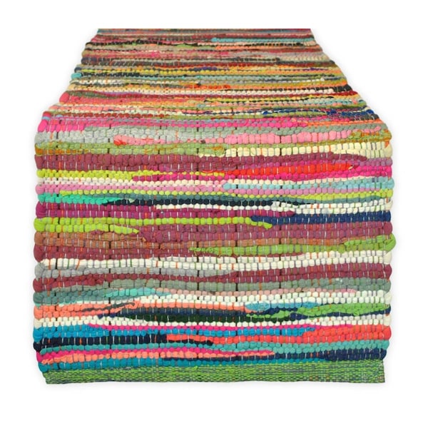 Fastfood 14 x 72 in. Multi-Color Chindi Rag Table Runner - FA2567721