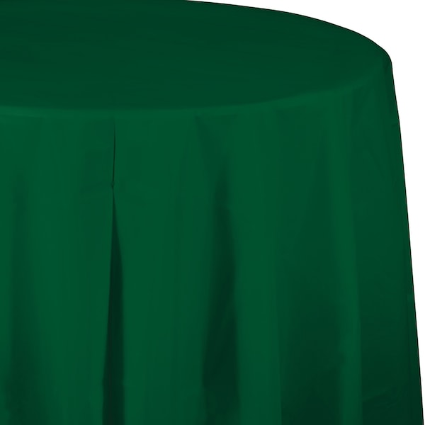 Touch Of Color Hunter Green Round Plastic Tablecloth, 82", 12PK - 703124