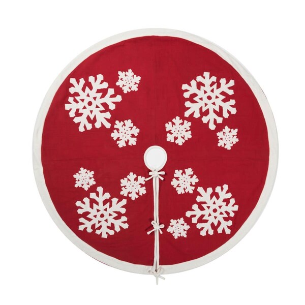 Vickerman 60 in. Felt Flakes Collection Red Tree Skirt - QTX17351