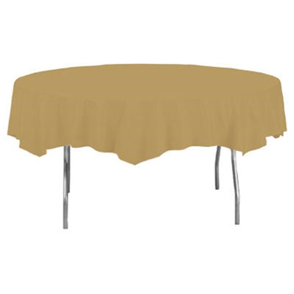 Omg 703276 82 in. Octy Round Plastic Table CoverGlittering Gold - OM697350