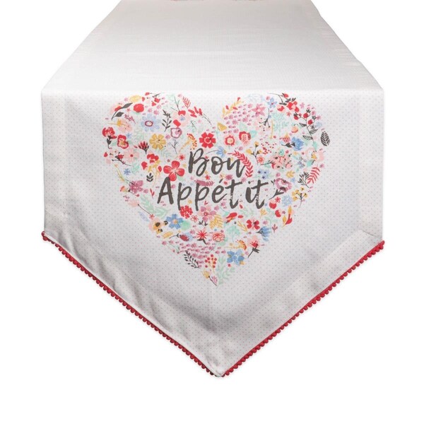 Design Imports 14 x 72 in. Bon Apronetit Sleur Heart Print Table Runner - CAMZ11163