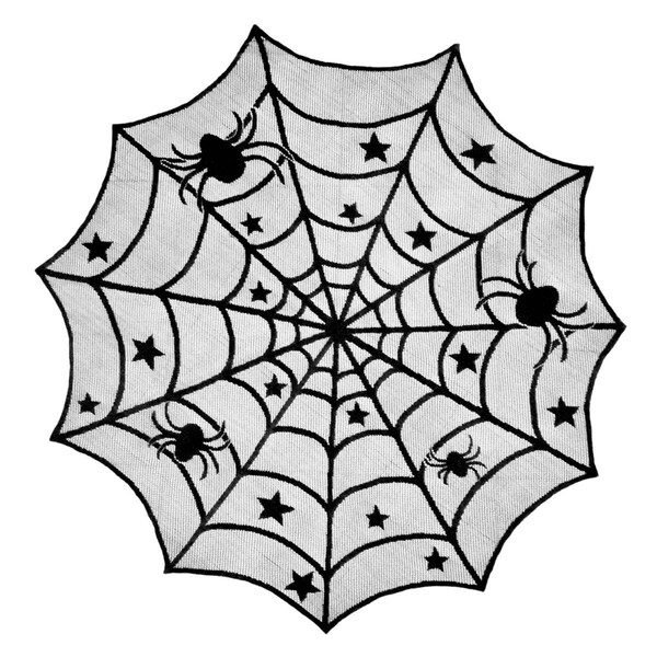 Fastfood 40 in. Round Halloween Lace Table Topper - FA2567411