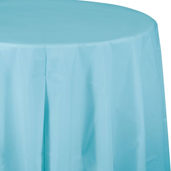 Touch Of Color Pastel Blue Round Plastic Tablecloth, 82", 12PK - 703882