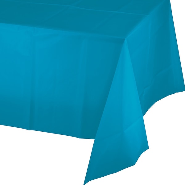 Touch Of Color Turquoise Blue Plastic Tablecloth, 108"x54", 12PK - 723131