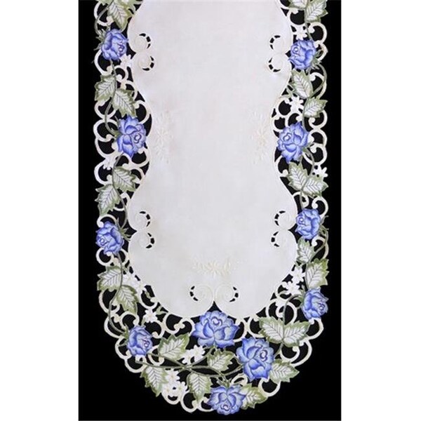 Sinobrite Sinobrite H7538-B Victorian Rose & Blue Round Doily; 24 in. - H7538/B(024)