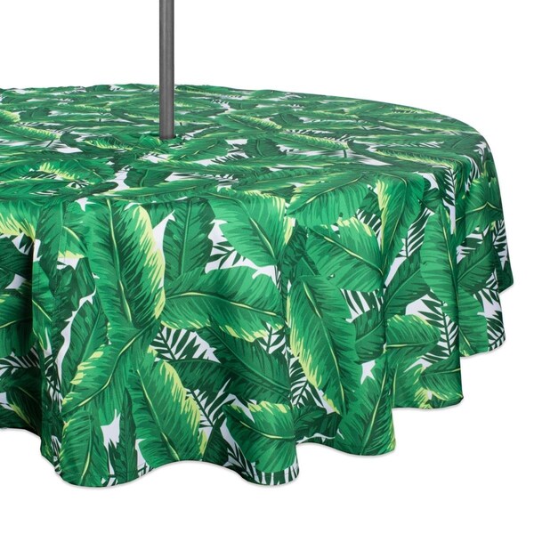 Fastfood 52 in. Banana Leaf Outdoor Round Tablecloth with Zipper - FA1539444