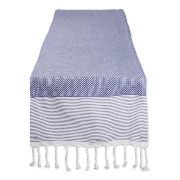 Fastfood 15 x 108 in. French Blue Bordered Dobby Table Runner - FA2567953