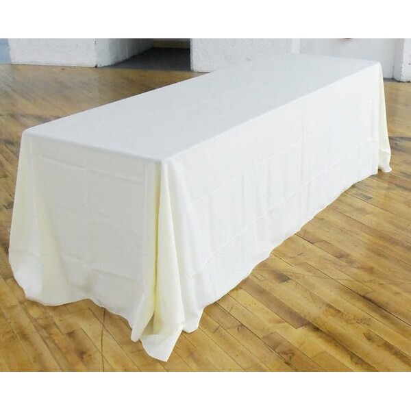 Atlas Commercial Products 90" x 156" Polyester Tablecloth, Ivory - PY-90X156-02
