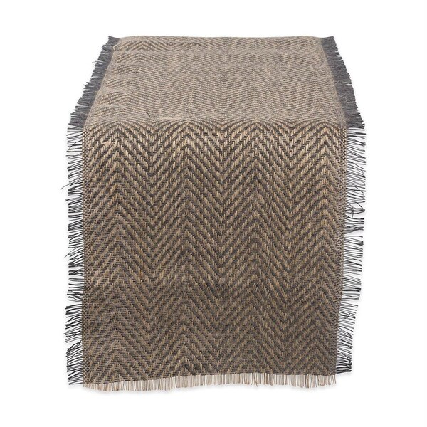 Fastfood 14 x 108 in. Mineral Chevron Burlap Table Runner - FA1539454