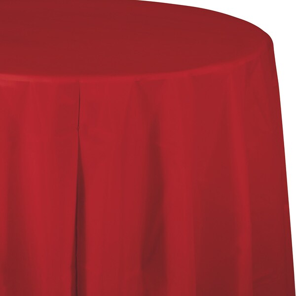 Touch Of Color Classic Red Round Plastic Tablecloth, 82", 12PK - 703548