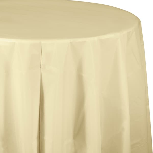 Touch Of Color Ivory Round Plastic Tablecloth, 82", 12PK - 703264