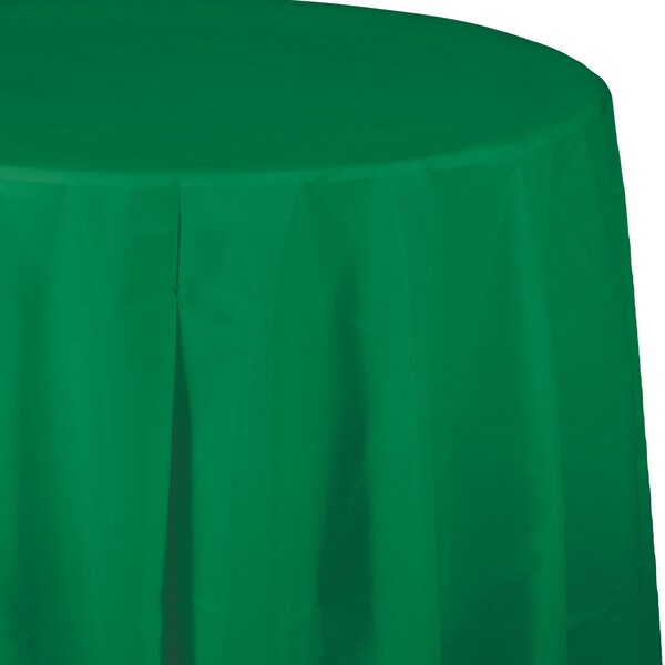 Touch Of Color Emerald Green Round Plastic Tablecloth, 82", 12PK - 703261