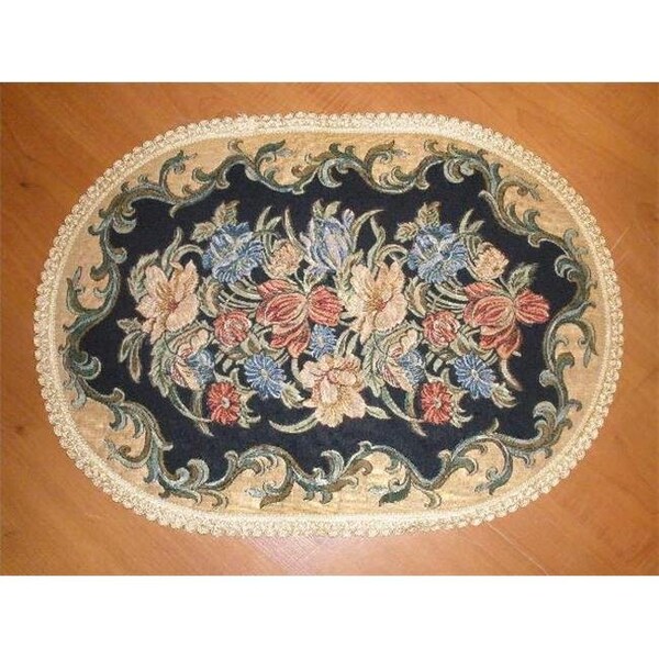 Tapestry Trading Tapestry Trading DH1422 14 x 20 in. Begium Doily Dhalia Runner; Navy Blue - DH1422