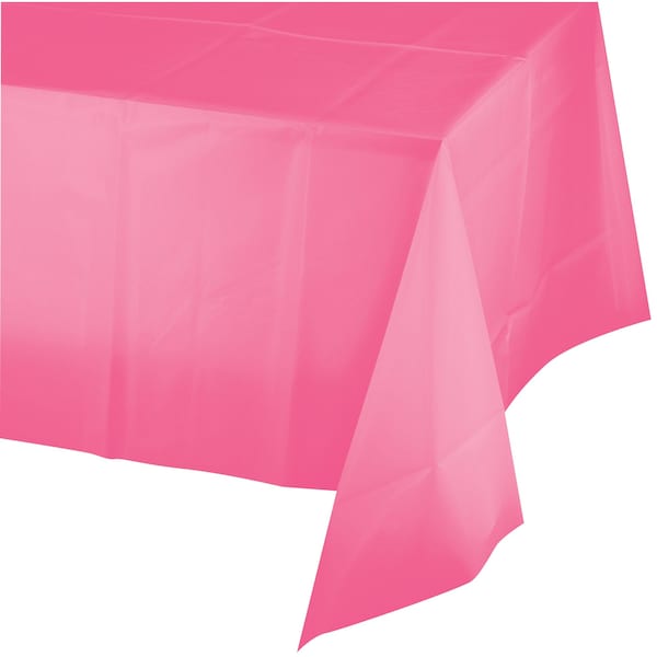 Touch Of Color Candy Pink Plastic Tablecloth, 108"x54", 12PK - 011342