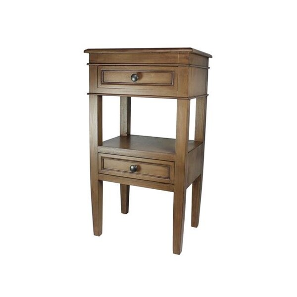 Houshtec Urban Designs 7743609 Erika 2-Drawer Middle Shelf Wooden Accent Side Table; Brown - 285 x 16 x 12 in. - 7743609