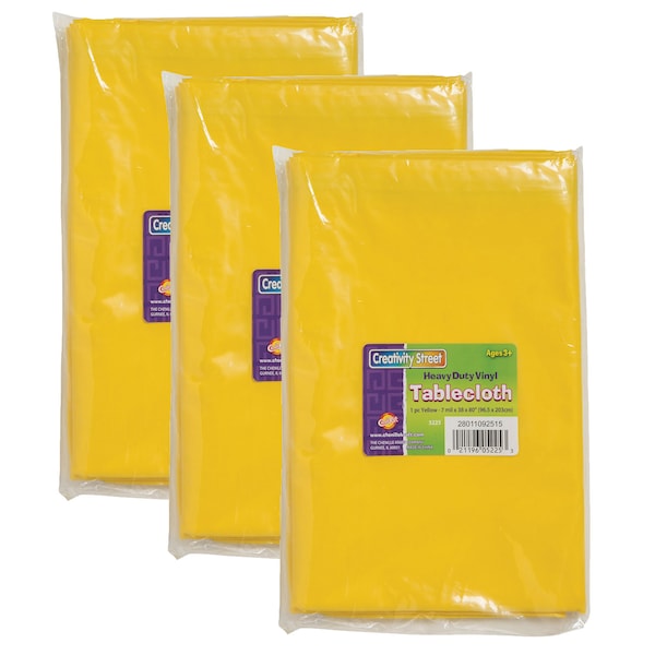 Pacon Vinyl Tablecloth, Yellow, 38in x 80in, PK3 - PAC5225